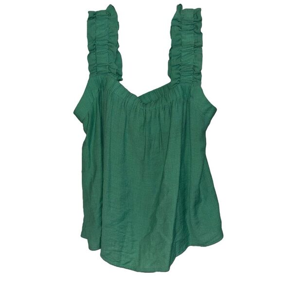 Perch By Blu Pepper Green Ruffled Tank Top Size 1X - Picture 1 of 3